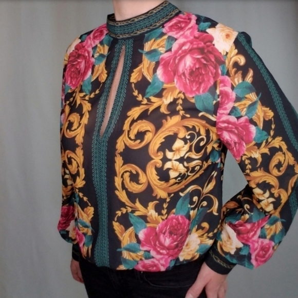 Jealous Tomato Floral Print Long Sleeve Bikini Bottom Bodysuit - Picture 3 of 7